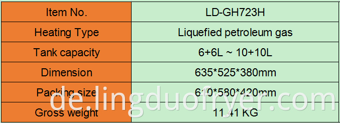 6l Double Baskets Gas Fryer Product Details